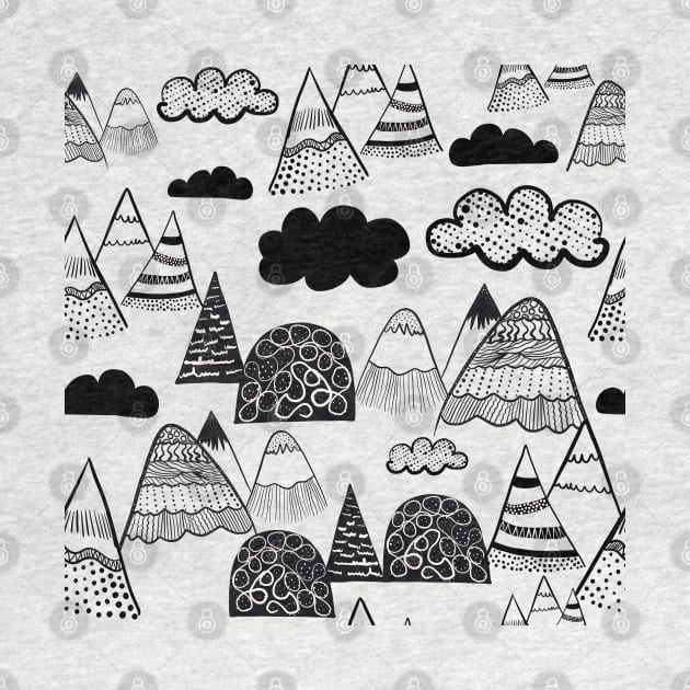 Mountains scandinavian style black and white by GULSENGUNEL